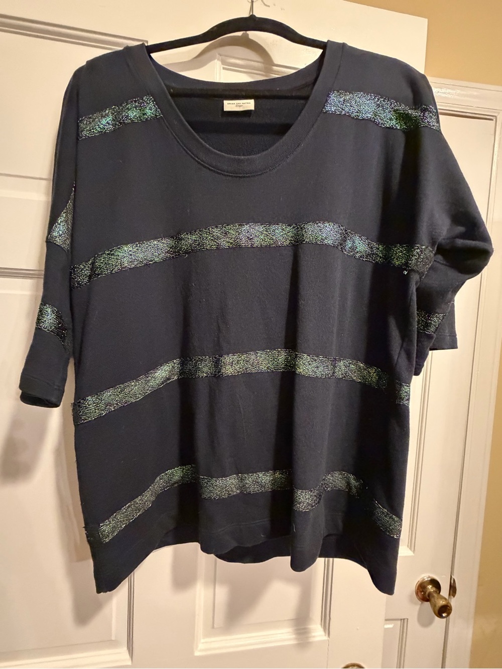 Dries Van Noten Navy Crewneck Top